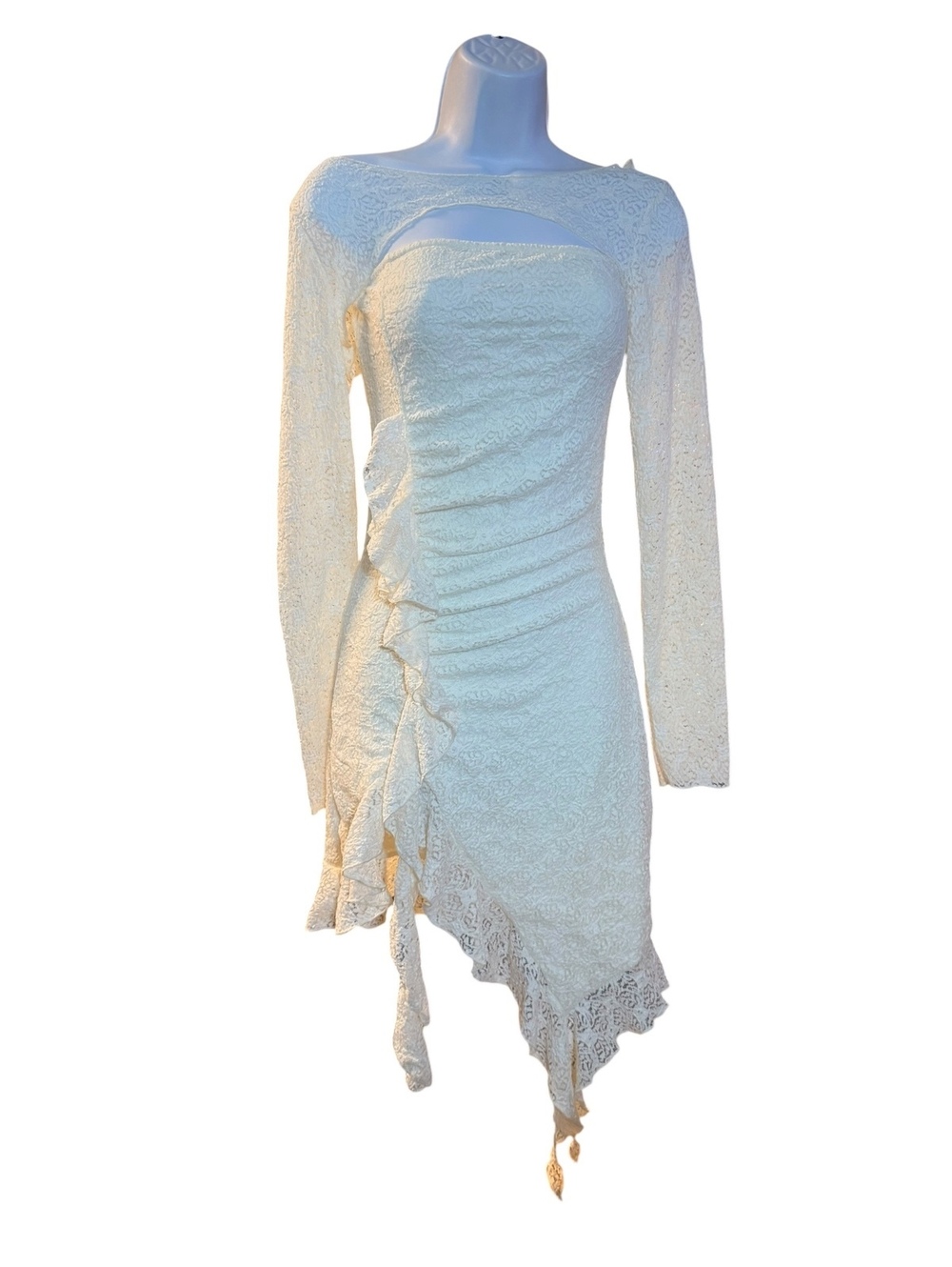 RSQ Ivory Lace Long Sleeve Asymmetric Dress